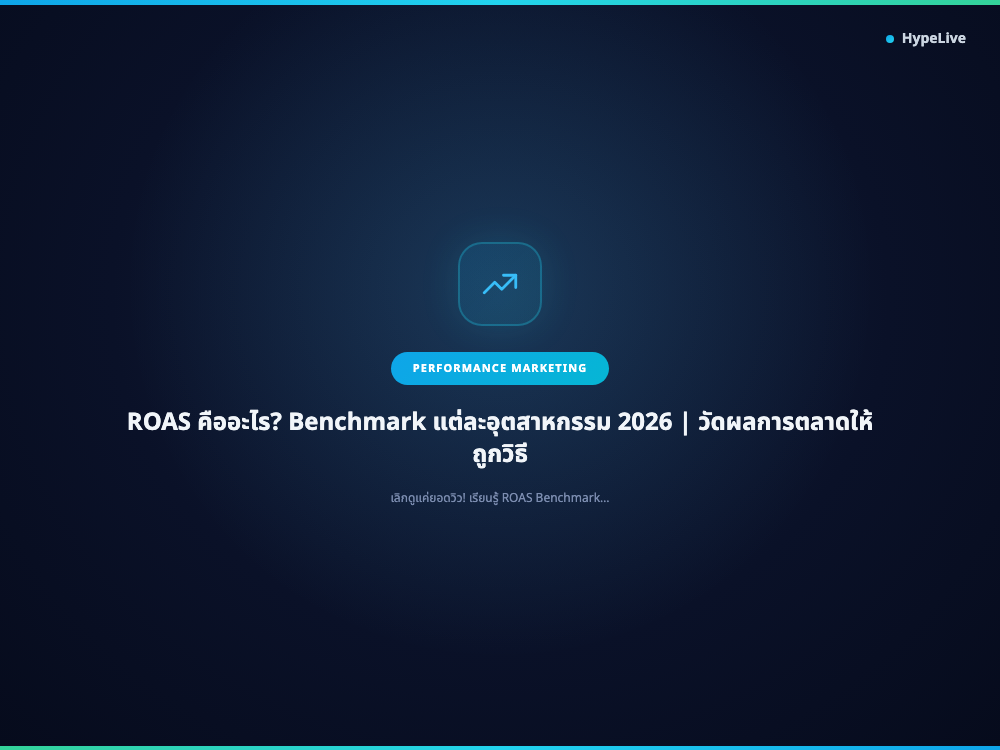 ROAS คืออะไร? Benchmark แต่ละอุตสาหกรรม 2026 | วัดผลการตลาดให้ถูกวิธี
