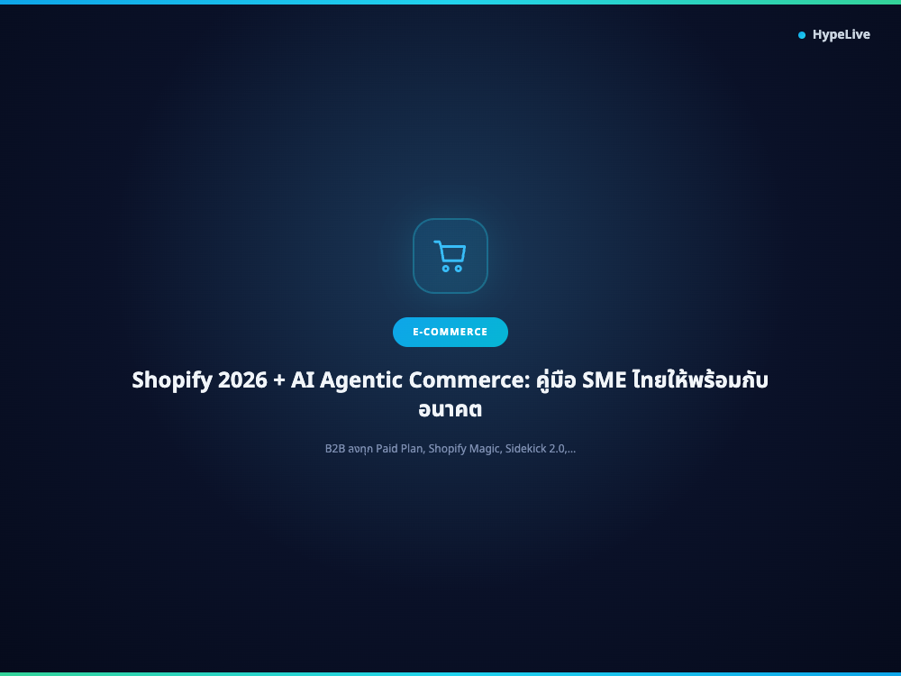 Shopify 2026 + AI Agentic Commerce: คู่มือ SME ไทยให้พร้อมกับอนาคต