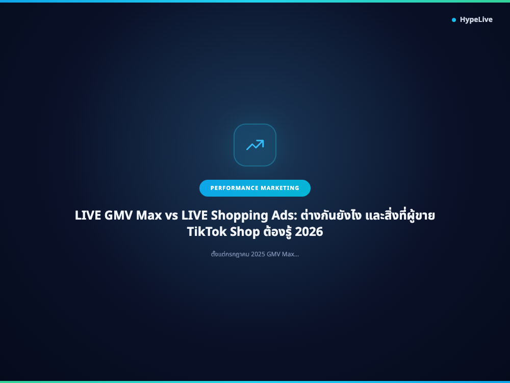 LIVE GMV Max vs LIVE Shopping Ads: ต่างกันยังไง และสิ่งที่ผู้ขาย TikTok Shop ต้องรู้ 2026